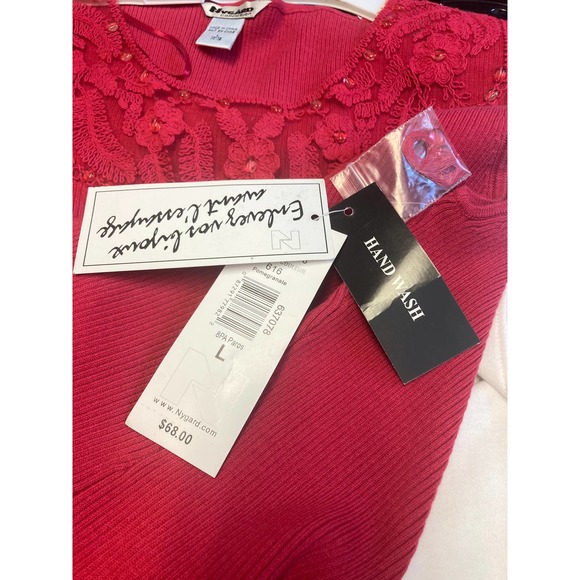 Nygard Collection Sleeveless Pomegranate Top Very Pretty Beading Size L - Picture 9 of 9